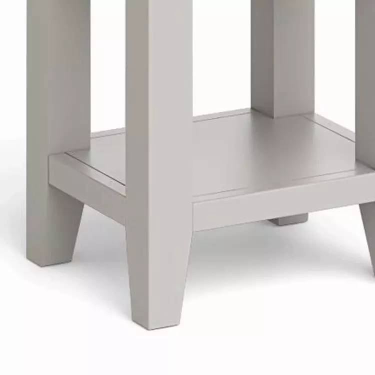 Grey Painted Coffee Table With Drawer, Lamp On The Table Image