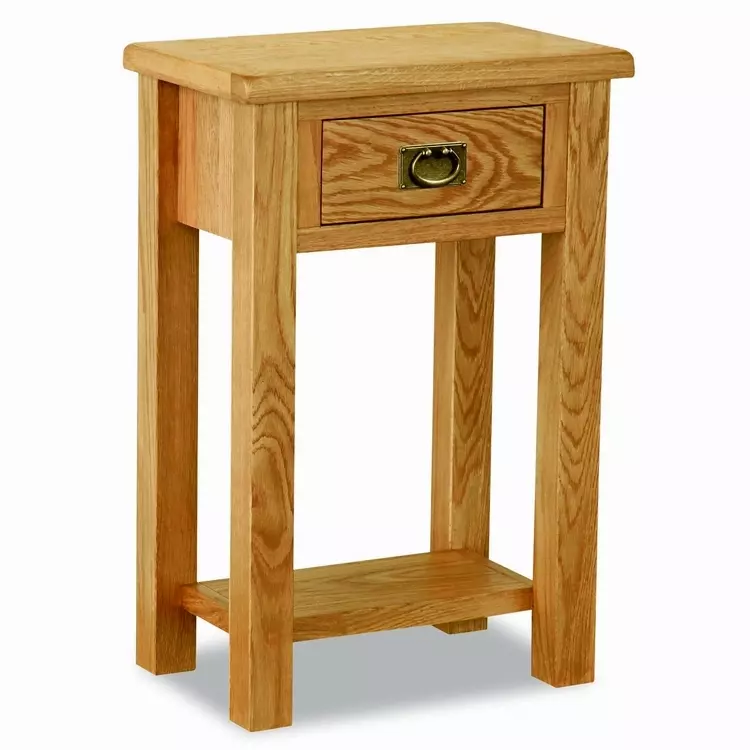 Waxed Oak Compact Telephone Table, Corner Lamp Table Oak