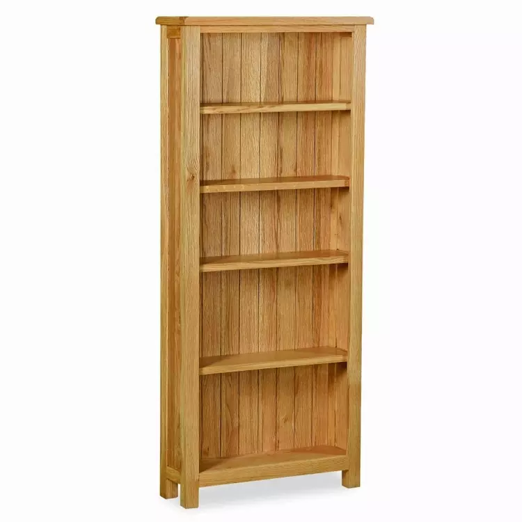 Waxed Oak Finish Large Tall Bookcase, Tall Oak Bookcase With Cupboard