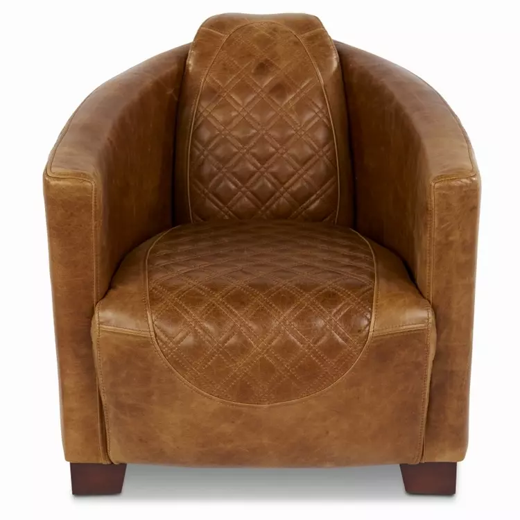 Leather Accent Chair Pattens, Real Leather Tub Chair Brown