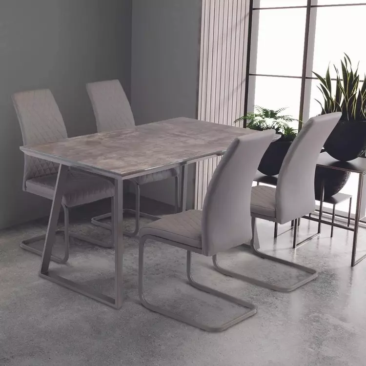 Concrete Effect 1 4m Dining Table, Modern Dining Table And Chairs Set Uk