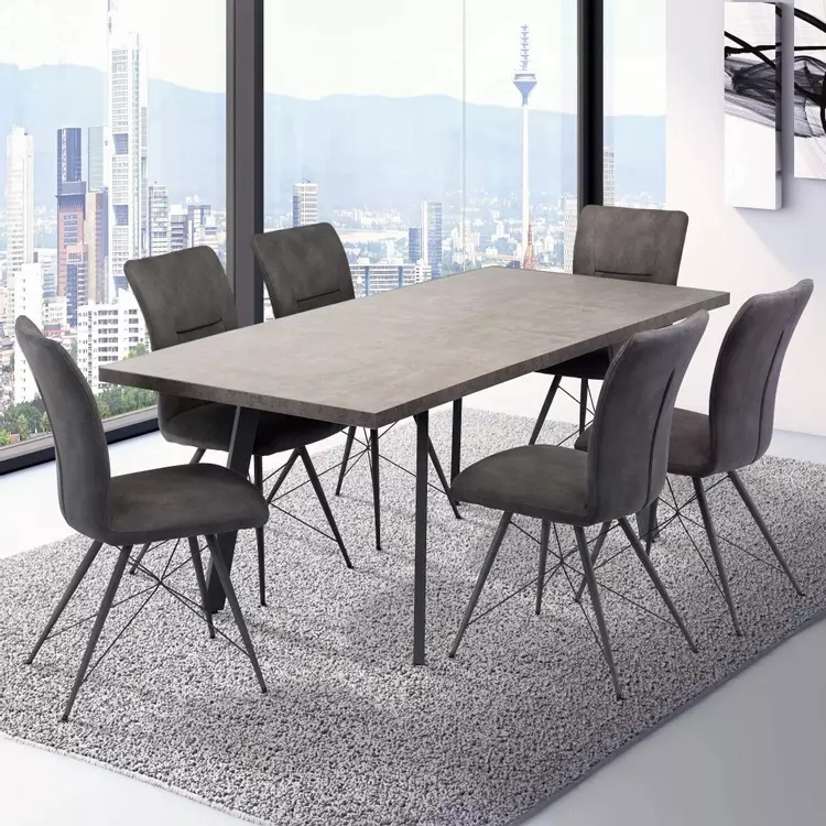 Concrete Effect Dining Table Set, Extending Dining Table And Chair Sets Uk