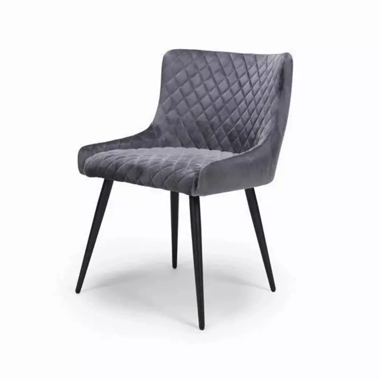 Chic Modern Velvet Fabric Dining Chair, Grey Velvet Dining Chairs Metal Legs