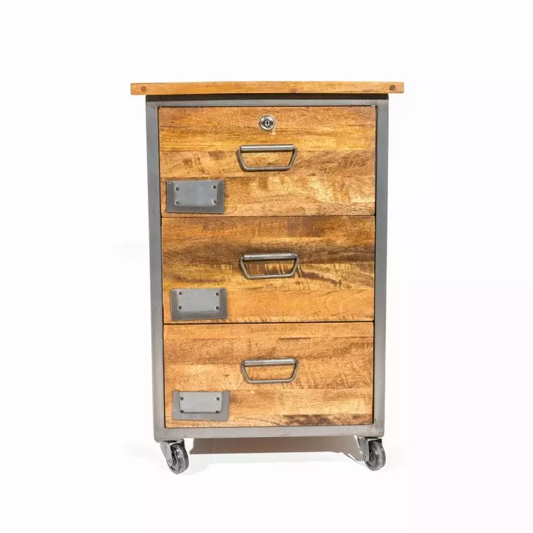 Mango Wood Lockable Filing Cabinet, Wooden Filing Cabinets For Home