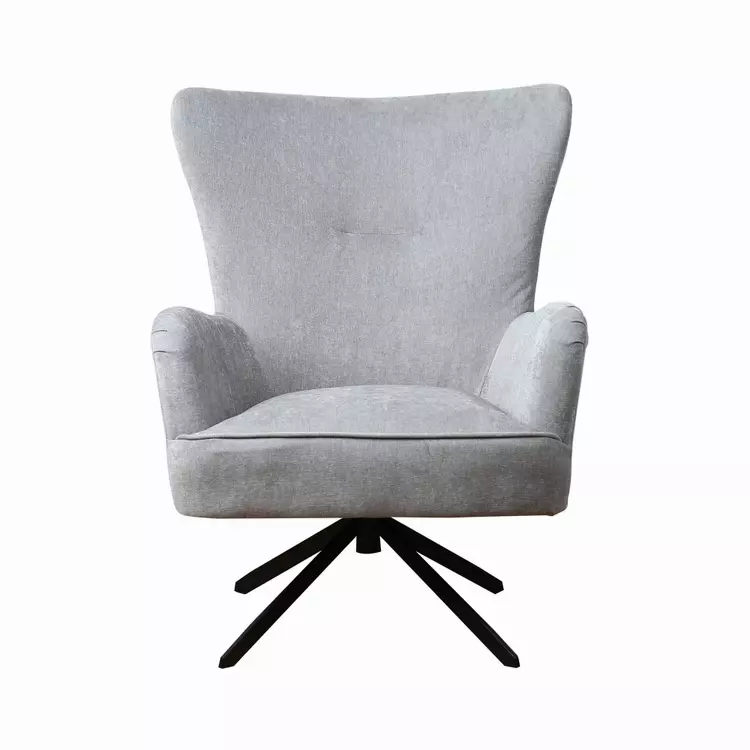 Chenille Grey Fabric Accent Chair, Grey Accent Chair With Arms