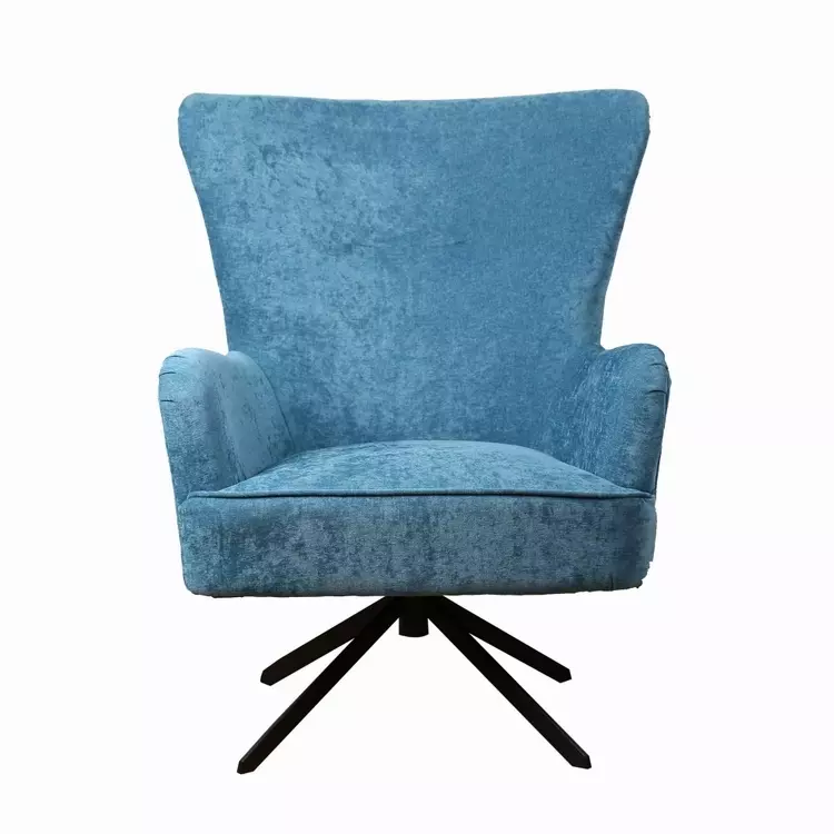 Chenille Ocean Fabric Accent Chair, Swivel Accent Chair With Arms