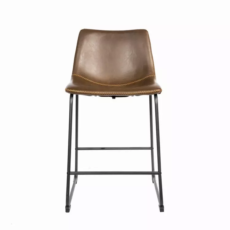 Counter Stool Metal Frame Vegan Leather, Metal And Leather Counter Stools