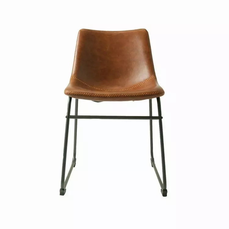 Vegan Leather Dining Chair With Metal, Leather And Metal Dining Chairs With Arms