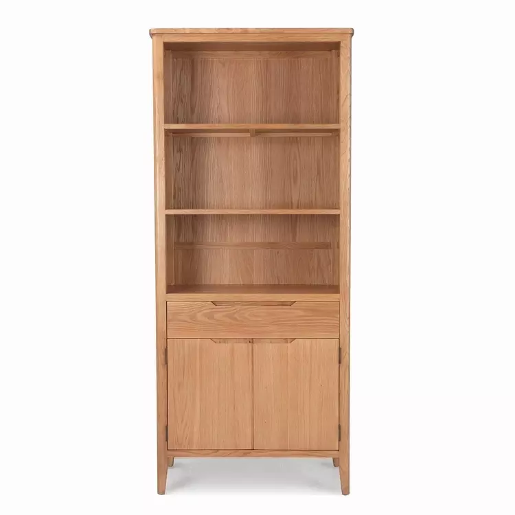 Tall Wide Oak Finish Bookcase And, Extra Tall Modern Bookcase
