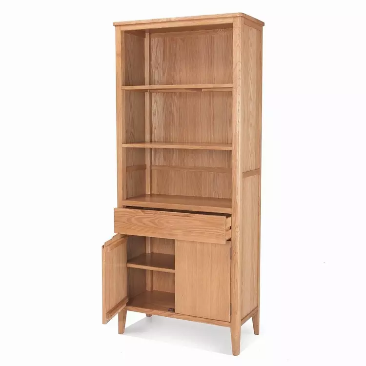 Tall Wide Oak Finish Bookcase And, Tall And Wide Bookcase